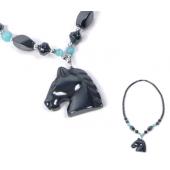 Colored Opal Beads Hematite Horse Pendant Beads Stone Chain Choker Fashion Women Necklace